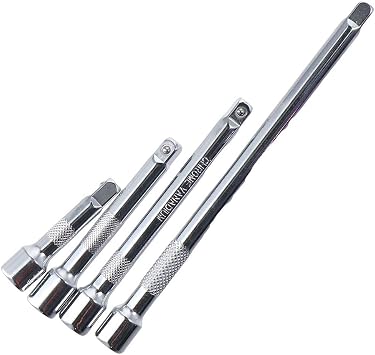 4 Piece 1/4 Inch Drive Extension Bar Set Socket Extension Set 4-Pieces Includes 2"/50mm, 3"/75mm, 4"/100mm, 6"/150mm