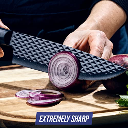 Blue Diamond Sharp Stone Nonstick Stainless Steel Cutlery, 14 Piece Wood Knife Block Set With Chef Steak Knives And More, Diamond Texture Blade, Dishwasher Safe Knives, Blue #TOP7