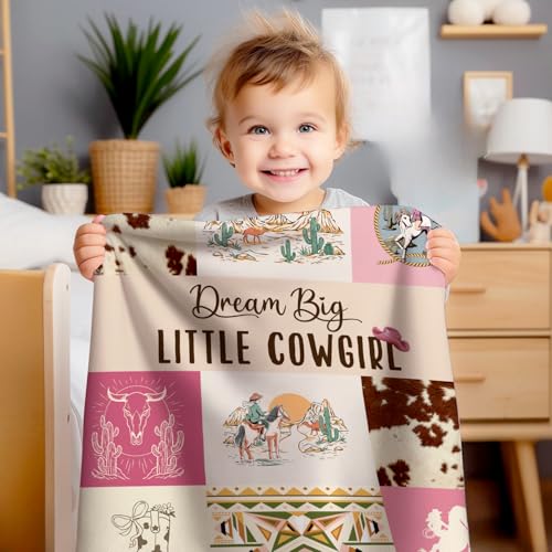 Image of Western Blanket, Western Decor for Nursery Room, Baby Blankets for Girls, Cowgirl Baby Blankets, Cowboy Baby Stuff, Soft Warm Lightweight Nursery Bed Blanket for Newborn Toddlers Daughter