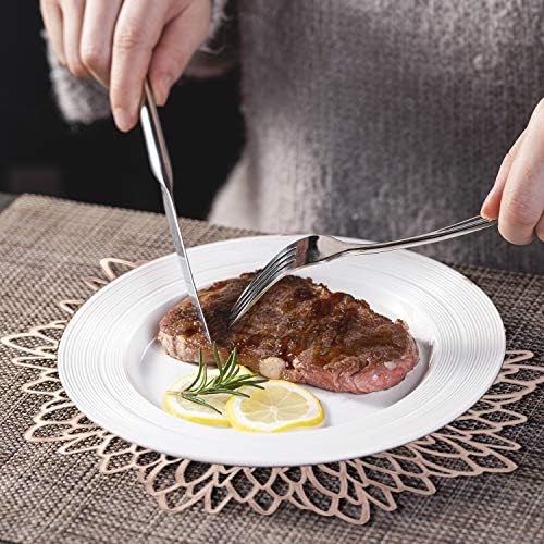 lzijun 4PCS Round Place Mat, Rose Gold Hollow Insulation Placemats and Coaster, Table Placemats for Christmas Wedding Banquet Restaurant Hotel (15 in)