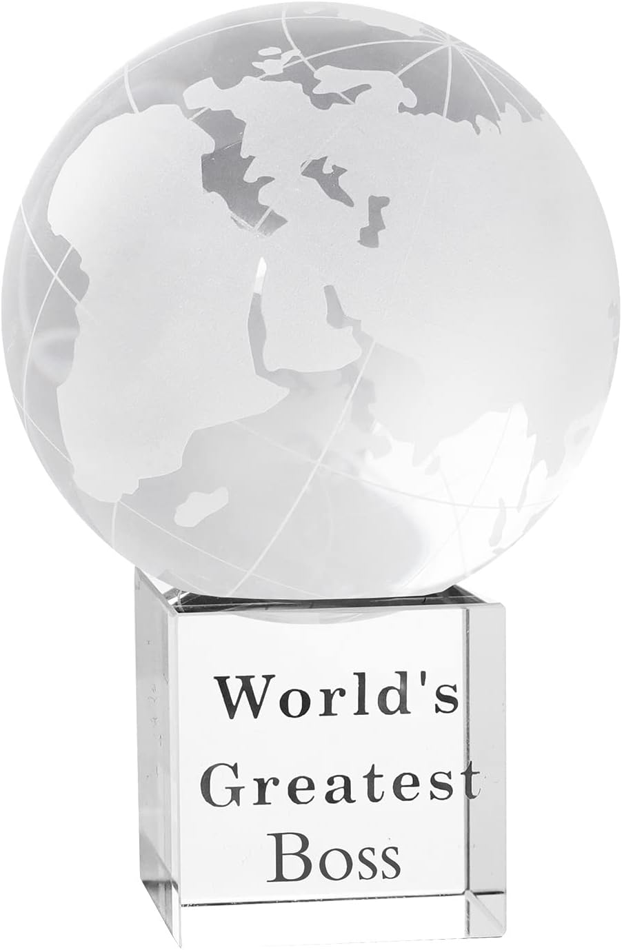 LONGWIN World's Greatest Boss 2.76" Crystal Globe Awards - Unique Gifts for Boss on Bosses Day, Birthday, Christmas, Thanks Giving Day