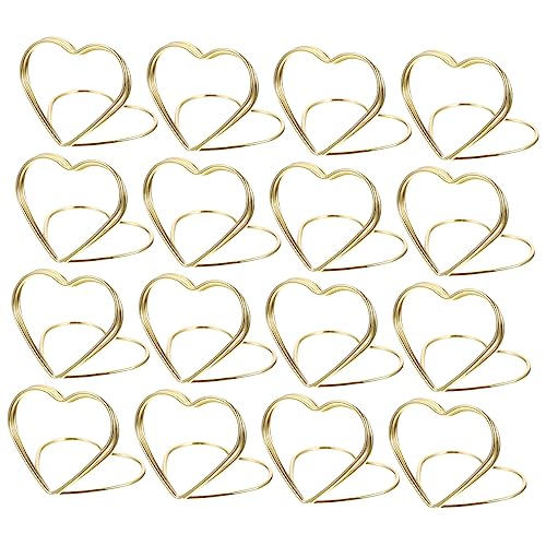 FUNOMOCYA 20pcs Heart Shaped Metal Clips for Business Cards Photos Decorative Table Card Holders Unique DIY Party Supplies Memo Stands for Events