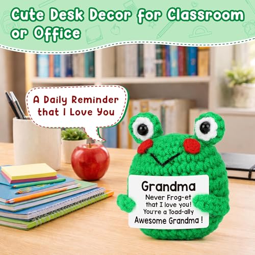 Grandma Gifts, Mothers Day Grandmother Gigi Gifts for Grandma Mother's Day Birthday Gift for Nana Grammy Grandmother Grandparents Day Christmas Valentines Day Cute Mini Crochet Frog Gift for Her — view 5
