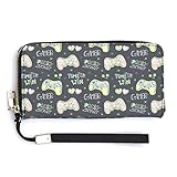 Melbrakin Lindo Gamers Gamepad Cartera de Pulsera para Mujer Carteras de Gran Capacidad para Damas Bolsos de Mano Largos Bolso de Mano Impreso de PU con Cremallera