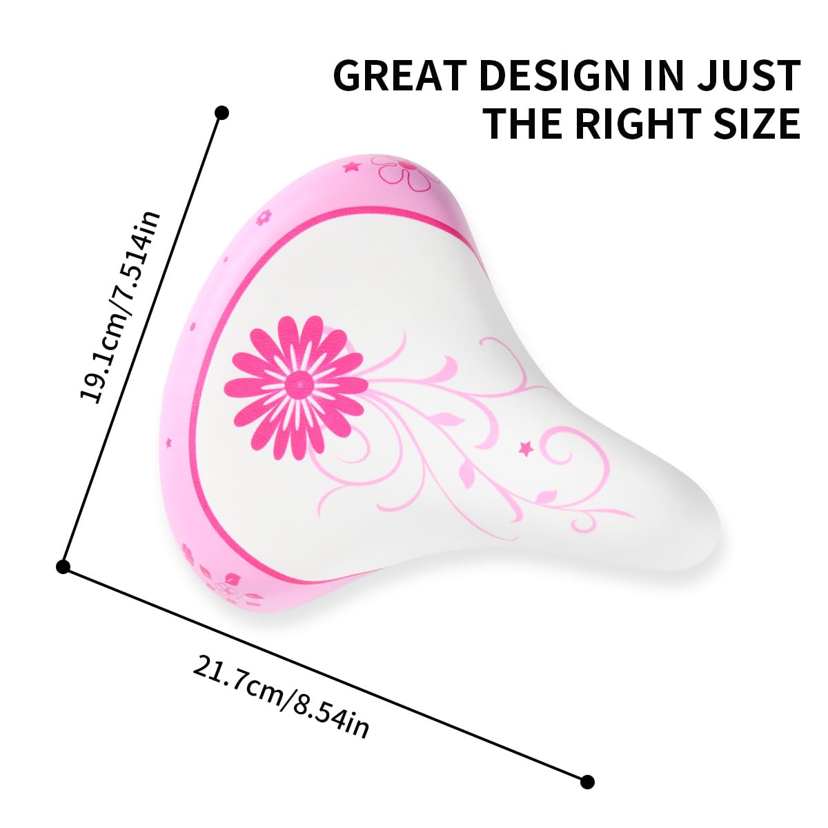 EIRONA Wide Kids Bike Seat for Girls Bike, Comfortable Kids Bike Seat Fit for 12 14 16 18 20 inch Mountain Road Bicycle, Pink