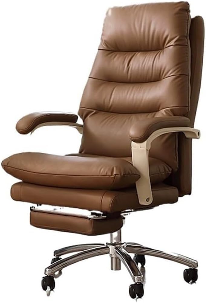 Modern High Back Design Genuine Leather Executive Office Chair Adjustable Height Reclining Desk Chair with Lumbar Support for Home Conference Room Study