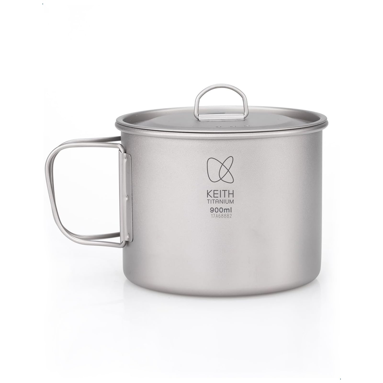 Keith Titanium Camping Pot 900ml with Lid and Folding Handle, Ultralight Portable Water Cup Mug,Titanium Camping Cookware - for Camping, Hiking, Backpacking(Ti3209)