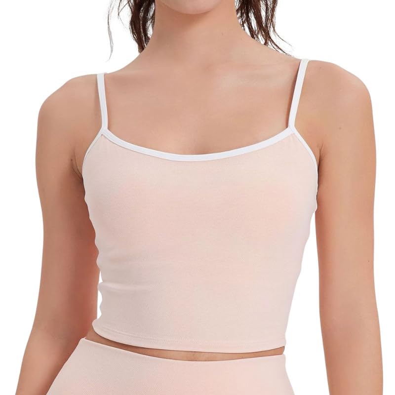 Women's Bra Top Thin Strap Mesh Sports Vest Sleeveless Comfortable Fitness Top | Peach-L-image-25