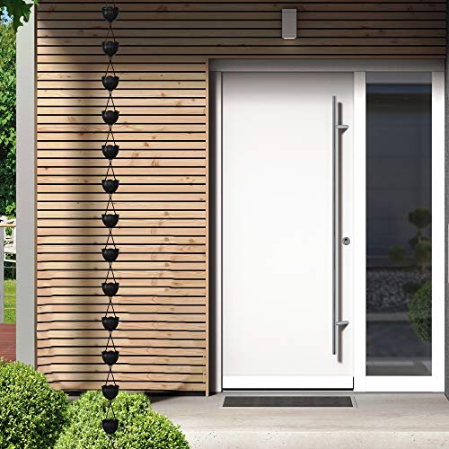 Rain Chains Direct Tulip Rain Chain, 8.5 Feet Length, Aluminum, Black Powder Coated, Functional And Decorative Replacement For Gutter Downspouts #TOP5