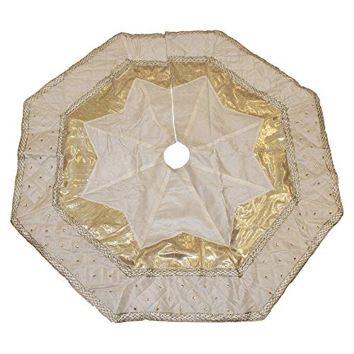 Kurt-Adler-Tree-Skirt-with-Quilted-Border-52-Inch-Ivory Kurt Adler Tree Skirt with Quilted Border 52 Inch Ivory