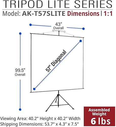 Miniatura 2 de Akia Screens Pantalla de proyector portátil de 57 pulgadas con soporte de trípode y bolsa de transporte, 11 43 169 4K 8K HD 3D pantalla de