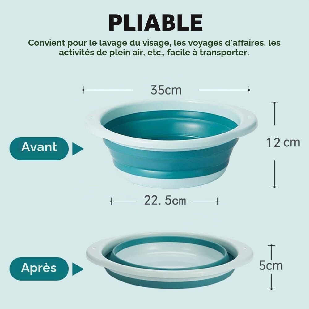 bassine retractable, bassine pliable, bol à vaisselle rond pliable grand multifonctionnel, bol pliable portable peu encombrant pour laver les légumes, la vaisselle, sous-vêtement (bleu/grand)