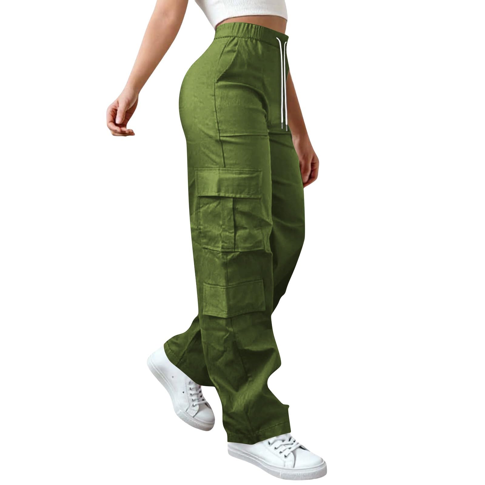 Cargo Pants for Women High Waist Baggy Casual Parachute Hiking Trousers Loose Fit Y2K Streetwear with Multi Pockets