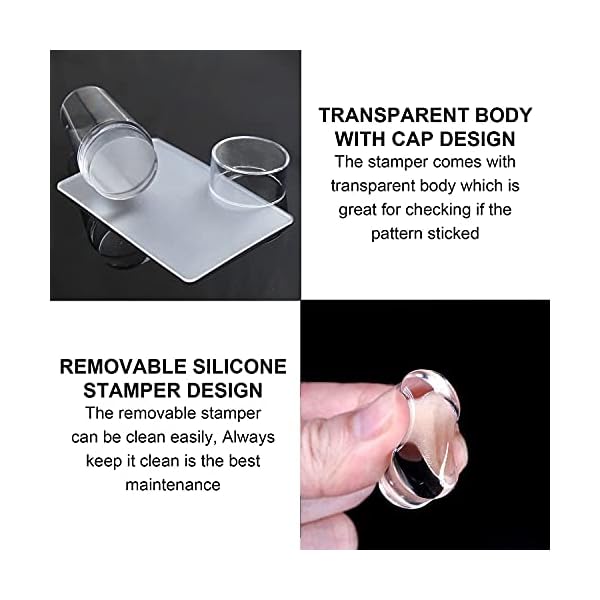 Luvadeyo® Pack of 2 Clear Silicone Nail Stamper French Tip Nail Art Stamper Clear Silicone Stamping Jelly with Scraper… – Bild 6