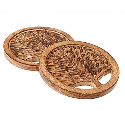 Weddinggiftssetof2woodentrivetsforhotdishespotsandpansteapotholdershotpadstreeoflifedesignmodernfarmhousekitchencounterdecordia8inchburnt Urban Country Home Decor Wedding gifts set of 2 wooden trivets for hot dishes pots and pans tea pot holders hot pads tree of life design modern farmhouse kitchen counter decor dia 8 inch burnt urban country home decor