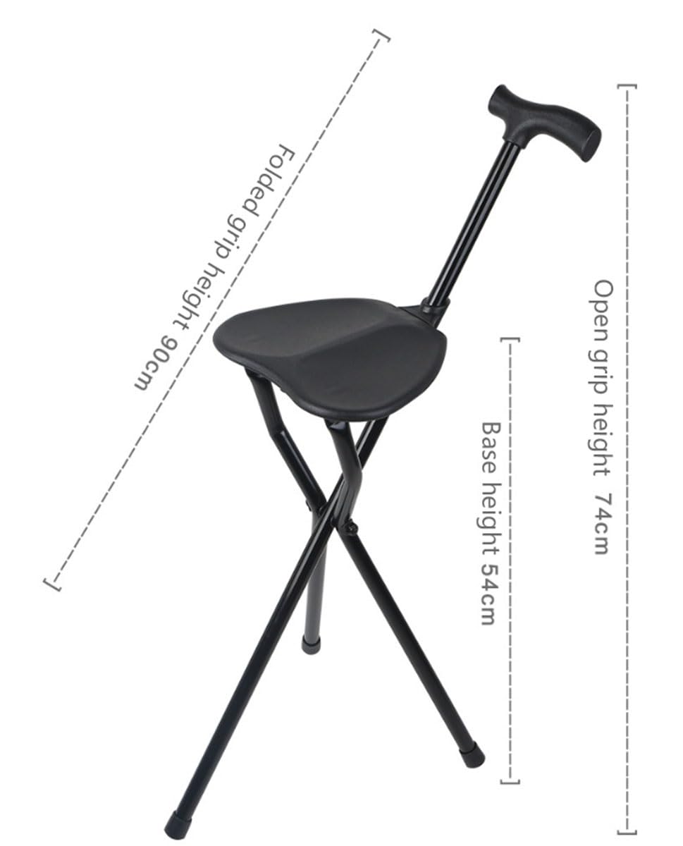 Combo De Silla De Bastón Bastón con Silla para Caminar, Taburete Silla Bastón Plegable Bastón Trípode para Caminar Bastón Ortopédico Mango Ergonómico para Ancianos Y Discapacitados