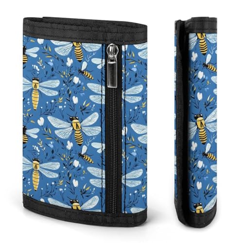 Blue Bee Dragonfly Print Wallet for Men, 8 Credit Card Holder Slim Minimalist Front Pocket Small Mens Bifold Wallets2