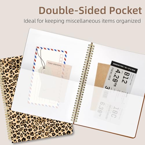 Image of Cute Spiral Notebook 8.5 x 11 Graph Paper Journal A4, Leopard | 70 page, Note Book with Pocket, Large, Big, Hard Cover, Aesthetic, Pretty Design, for Women, Girls, Kawaii