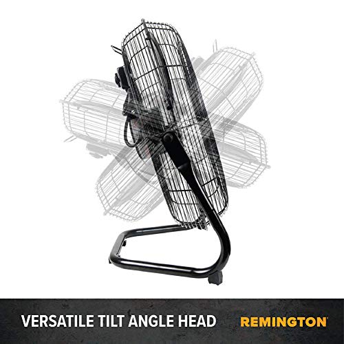 Remington 20" Industrial High Velocity Floor Fan With 3 Speed Settings And Pivoting Head. Use For Shop, Garage Or Warehouse. All Metal Construction (20Rem-F) #TOP4