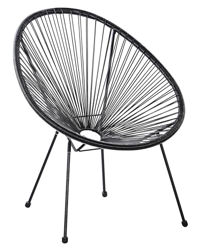 Beliani Lustiger Gartenstuhl Spaghetti Stil Rattan schwarz Acapulco