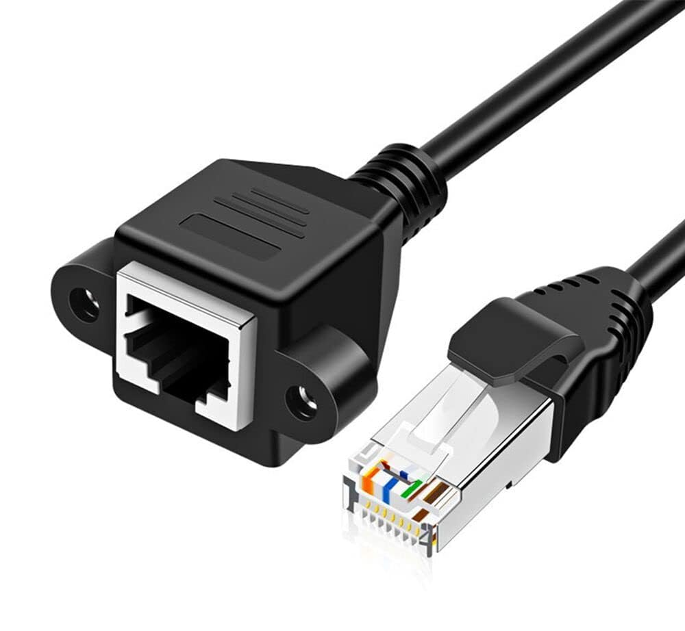 Ethernet Extension Cable 6.6 Ft, Pure Copper Core Network Cat6 Extension Patch Cable RJ45 Cords Shielded Male to Female Connector Compatible with Desktop Computers, Laptops