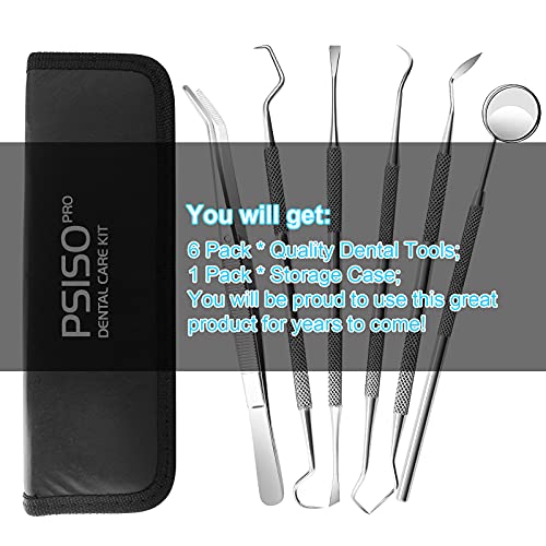 6 Pack Dental Tools, Professional Dentist Tool Hygiene Kit, Stainless Steel Tooth Scraper Cleaning Plaque and Tartar Remover for Teeth, Dental Picks Scaler Oral Care Tools Set (with Case) - Thumbnail 7