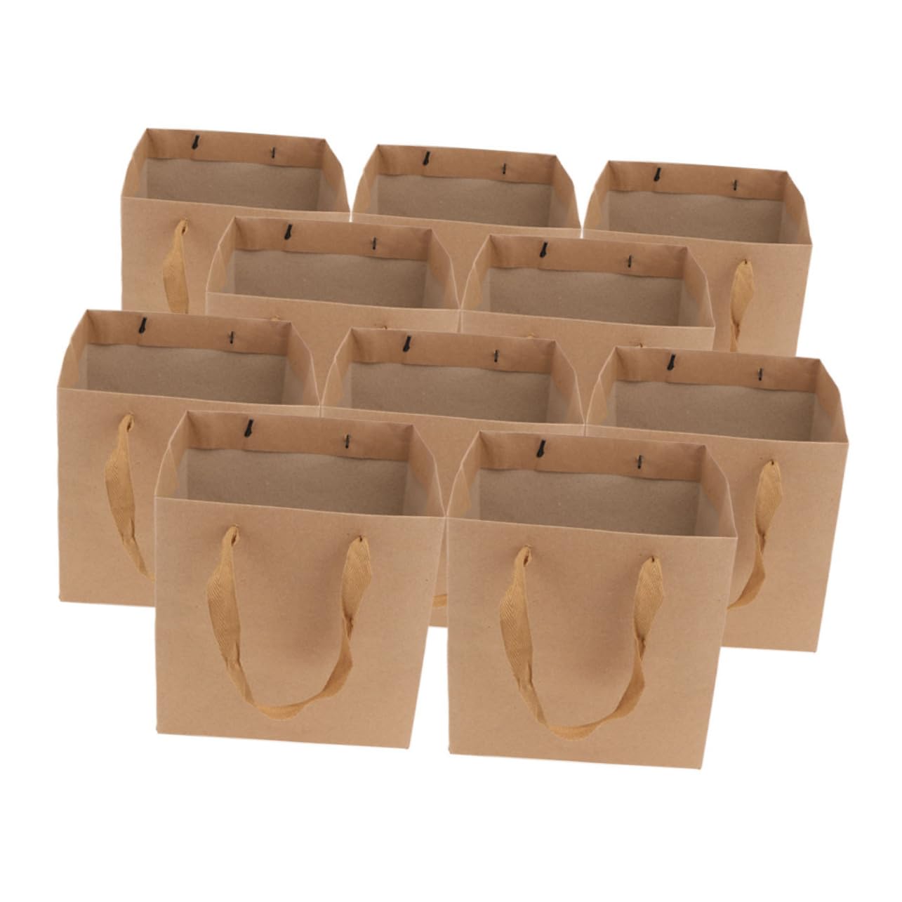 DIKACA 10 Piezas Bolsas Kraft Cuadradas con Asas de Resistentes para Flores Regalos y Repostería Diseño Elegante para y Tiendas de Regalos