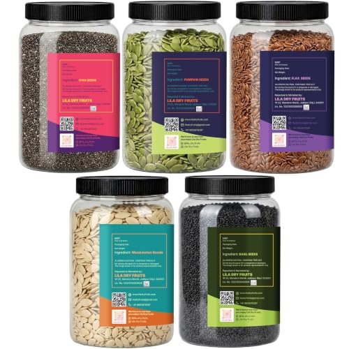 Image of LILA DRY FRUITS Weight Management Mix Chia Basil Flax Pumpkin Muskmelon Seeds 100 g each