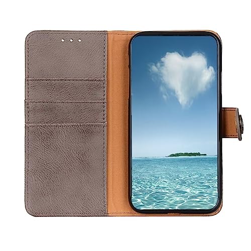 Coque Motorola Edge 50 Neo en simili-cuir texturé avec fentes cartes - Gris