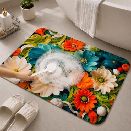 Image of Roseate Rubber Anti Skid (40x60 cm) Super Water Absorbent Mats for Home /Bathroom /Bedroom /Kitchen /Floor Mat (D4) Pack of 1
