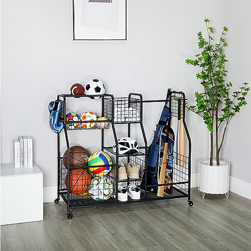 Sonyabecca Golf Bag Storage Rack - Fits 2 Golf Bags, Garage Sports Equipment Organizer With Baskets thumb #7