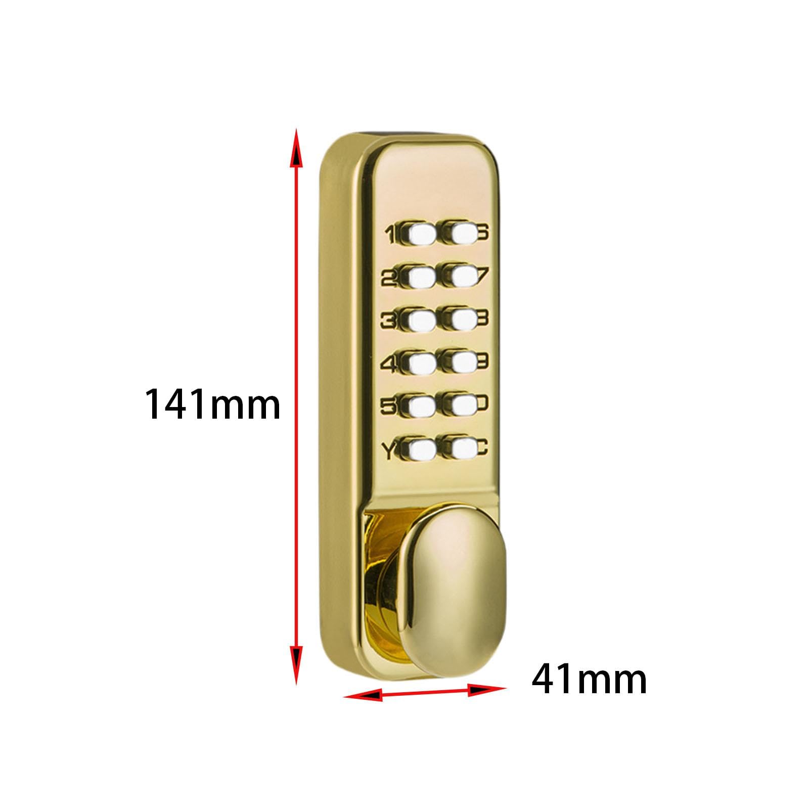MagiDeal Serrure de Porte à Code Mécanique, Combinaison Dorée de Code Chiffres sans Clé, Verrouillage à Mot de Passe avec Poignée pour Porte, Or