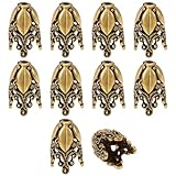 CONCHLERY 10 cuentas de estilo victoriano para hacer collares, pulseras y aretes, oro envejecido