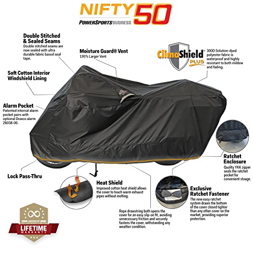 Dowco Weatherall Plus Motorcycle Cover, Ratchet Attachment, Black Waterproof, Sportbike [52124-02] #TOP1
