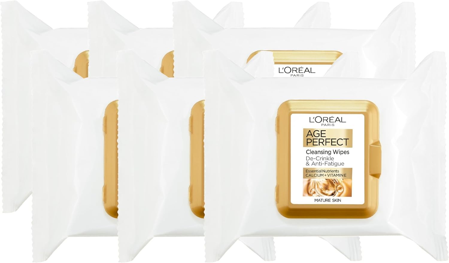 L'Oreal Paris Age Perfect Cleansing Face Wipes 6 Pack (25 Each) Mature Skin