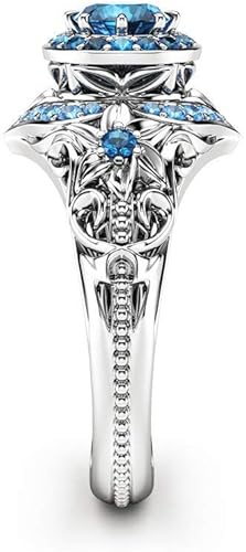 Miniatura 4 de Anillo de plata de ley 925 con circonita cúbica brillante, flor de zafiro, anillo de diamantes para mujer, hallazgos de joyería, pendientes de