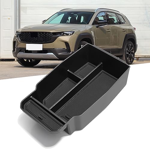Organisateur de console pour Mazda CX-50 boîte de rangement premium en TPE noir étanche