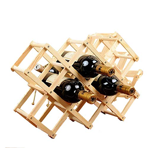 Soporte para vino de madera natural para 10 botellas miniatura 1