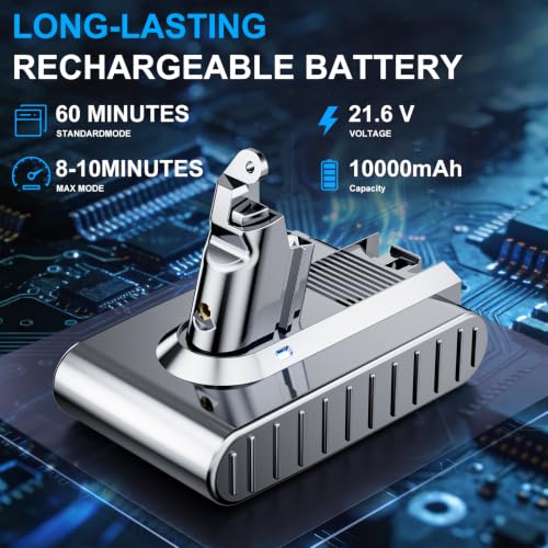 Image of Bonacell 10000mAh Replacement for Dyson V6 Battery 21.6V Compatible with V6 Animal /Absolute /Motorhead /Fluffy SV03 SV04 SV05 SV06 SV07 SV09 DC58 DC59 DC61 DC62 DC72 DC74