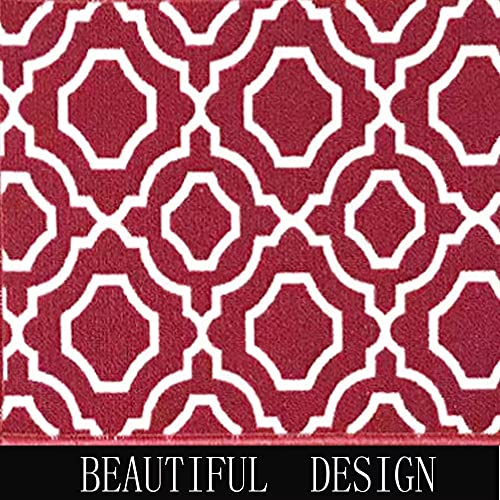 Magstonee 2 Pieces Kitchen Rug Tpr Backing Mat For Doorway Bathroom Runner Rug Set (15"X23"+15"X47", Red) #TOP3