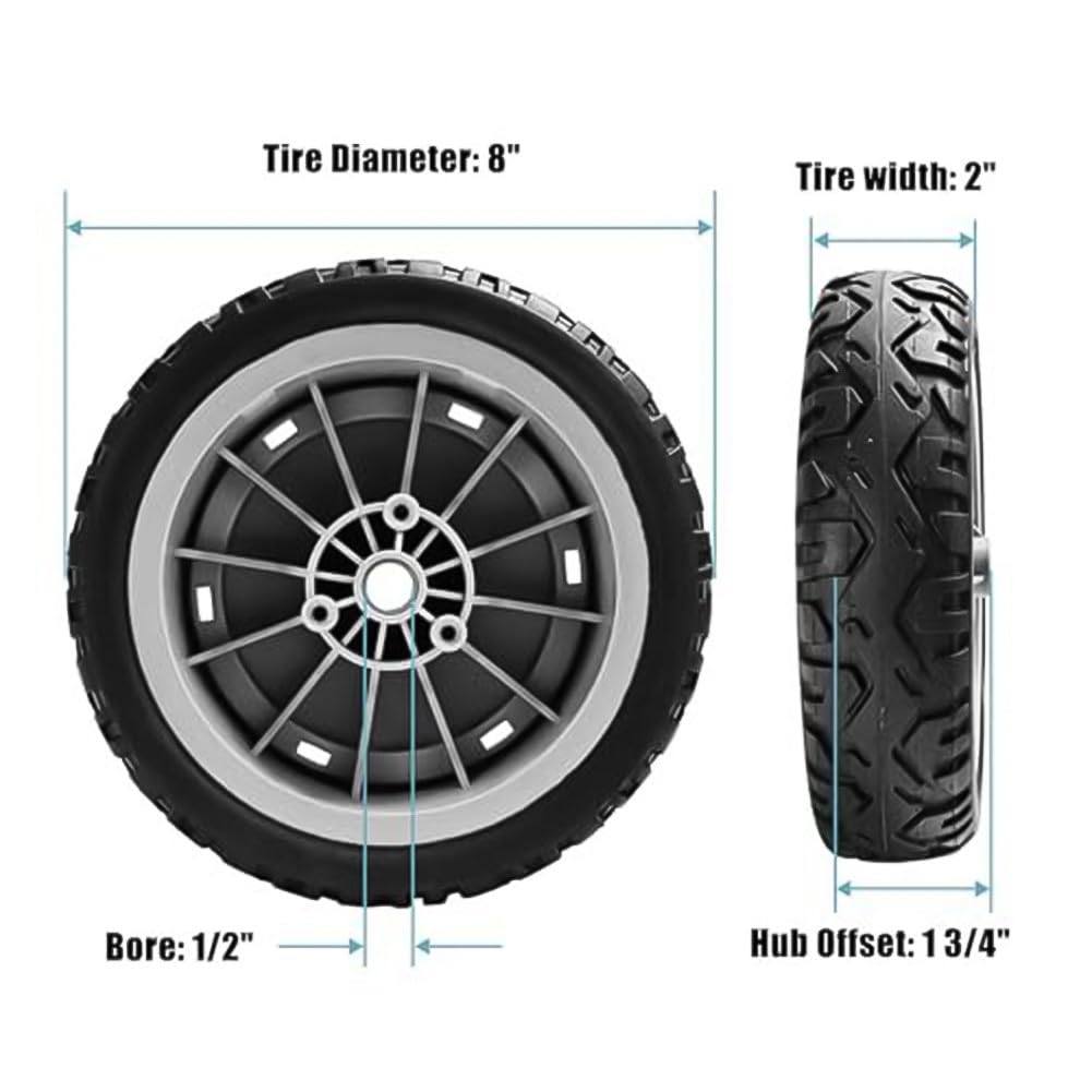 Kit de rueda delantera y trasera para cortacésped, compatible con modelos 20053 a 20384, piezas 107-3708 y 107-3709