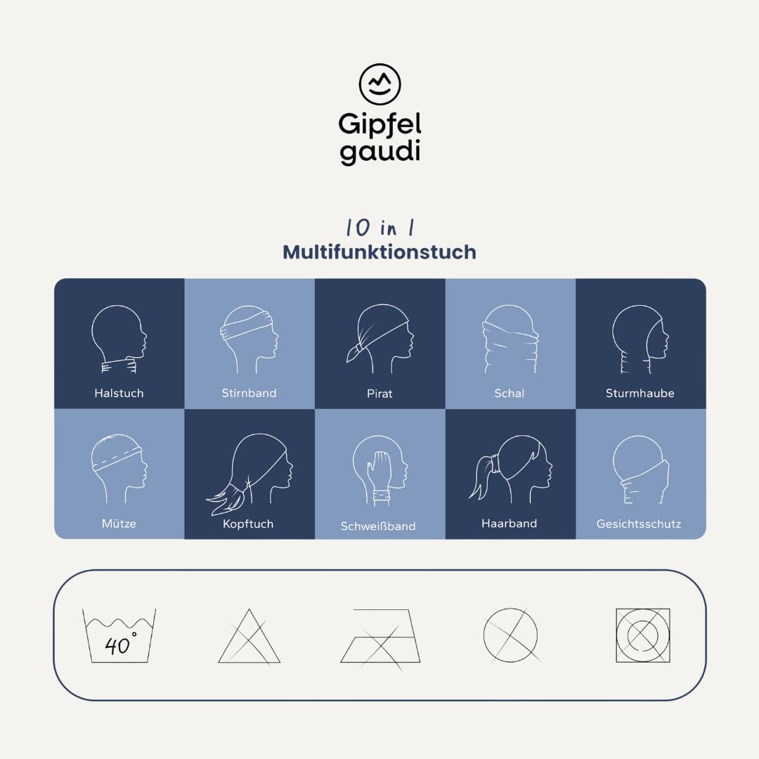 Gipfelgaudi Multifunktionstuch – Atmungsaktives & elastisches Schlauchtuch für Wandern, Sport & Alltag | Rundum bedruckt | Schnell trocknend & vielseitig tragbar