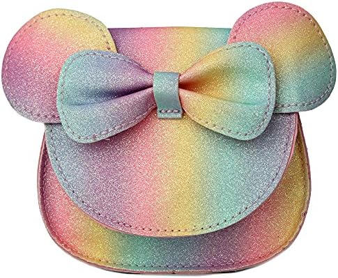 QiMing Little Mouse Ear Bow Crossbody Purse,PU Shoulder Handbag for Kids Girls Toddlers