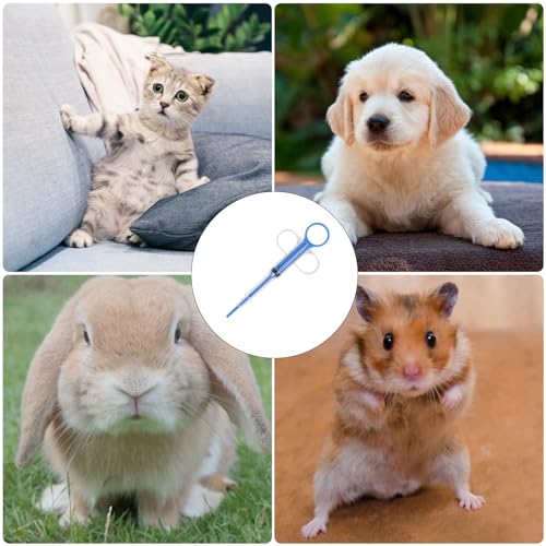 SSHUIKKAI 2 Stücke Tabletteneingeber Katze, Tablettengeber Für Katzen, Katze Entwurmen, Hundeapotheke Mit Medikamenten, Tablette Feeder, Für Katzen Und Kleine Hunde, Schützt Zähne(Grün + Blau)