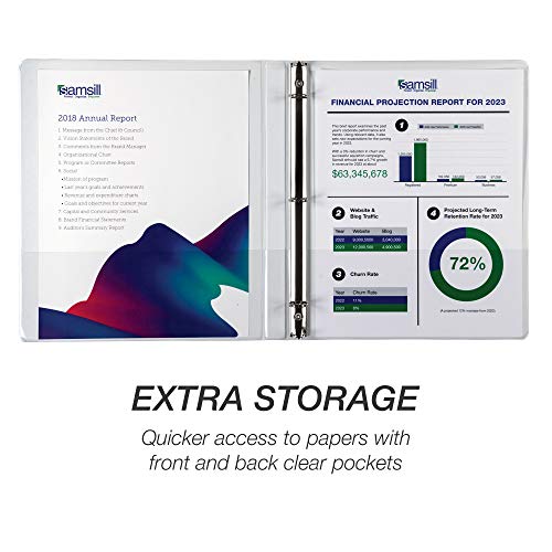 Samsill Durable .5 Inch Binder, Made in the USA, Round Ring Customizable Clear View Binder, White, 8 Pack (S88417) - Image 6
