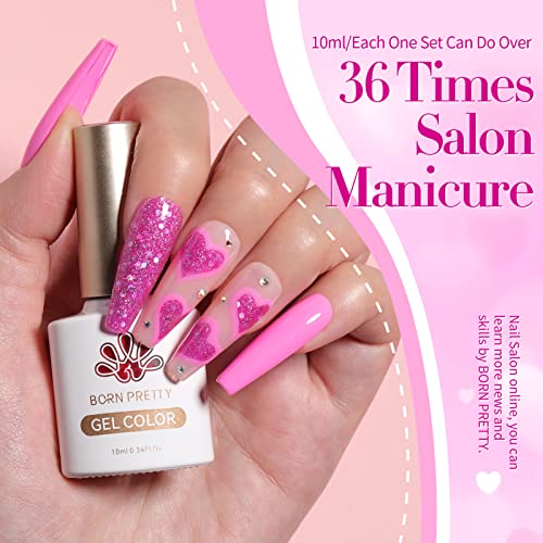 Born Pretty Neon Pink Gel Nail Polish Set Hot Pink Cherry Blossom Strawberry Soft Dark Tones All Seasons Natural Lovely Pink Color Gel Polish Gift Set Soak Off Gel Nail Polish Kit 6 Colors 10Ml #TOP4