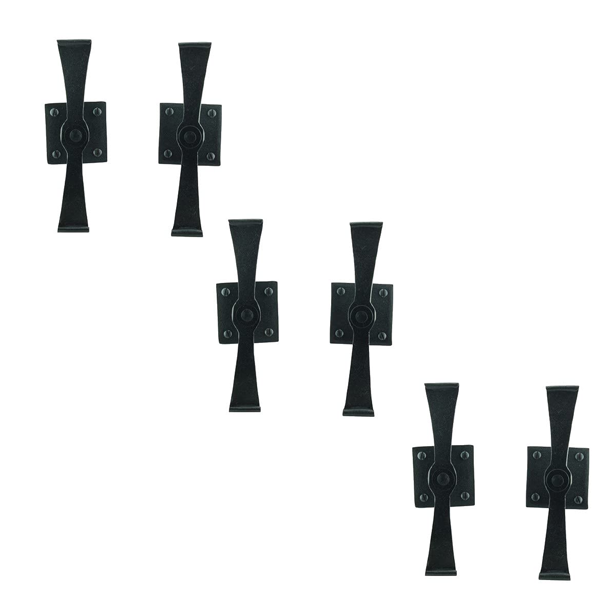 Renovators Supply Manufacturing Black Shutter Dogs 5 3/4 In. Propeller Shaped Wrought Iron Shutter Dogs With Mounting Hardware Pack Of 3