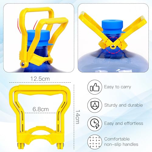 Image of (5 Pack) 3 and 5 Gallon Water Jug Cap with (1 Pack) 5 Gallon Water Bottle Handle, Silicone Reusable Replacement Cap, Non Spill Bottle Caps for 55mm Bottle Water Dispenser Caps