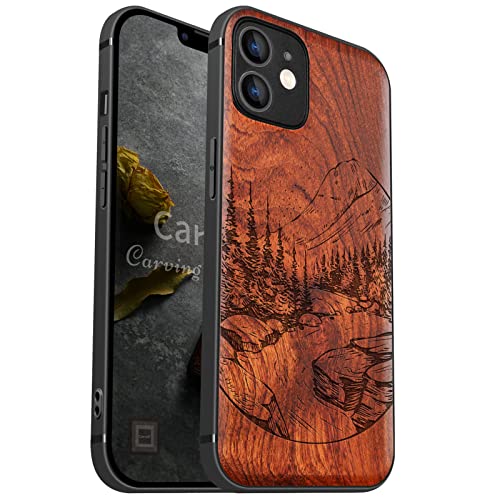 Coque en bois pour iPhone 12 compatible MagSafe étui antichoc magnétique silicone