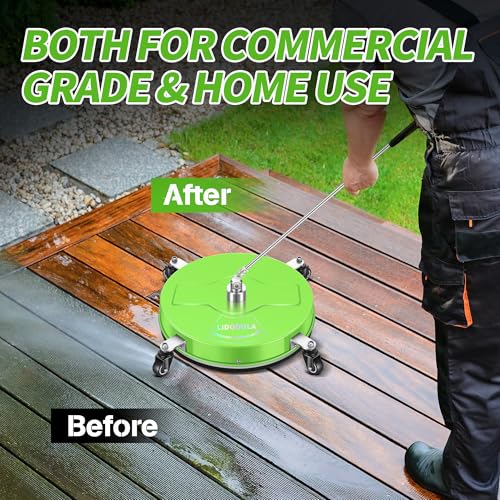 Image of LidoDola 19'' Pressure Washer Surface Cleaner with 4 Wheels - Stainless Steel Surface Cleaner for Pressure Washer Attachment for Concrete, Driveway, Patio, Sidewalk, Deck and Driveways (19 INCH GREEN)